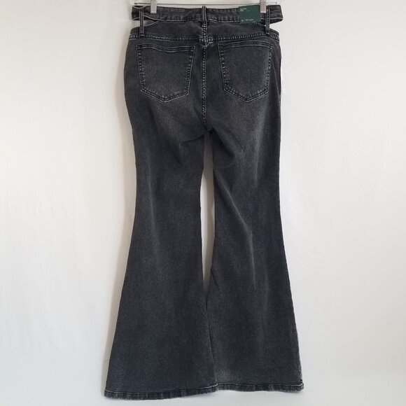 Cut Out High Rise Flare Jeans Washed Black SIZE 12 Stretch Wild Fable 32" Inseam - Picture 4 of 13